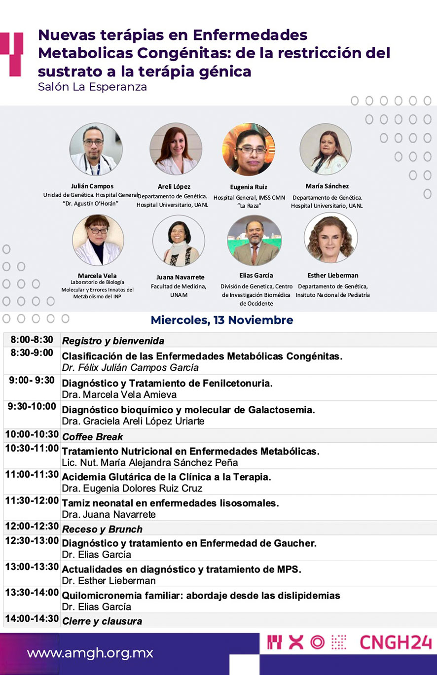 Curso precongreso del XLIX Congreso Nacional de Genética Humana, Nuevas terápias en Enfermedades Metabolicas Congénitas: de la restricción del sustrato a la terápia génica